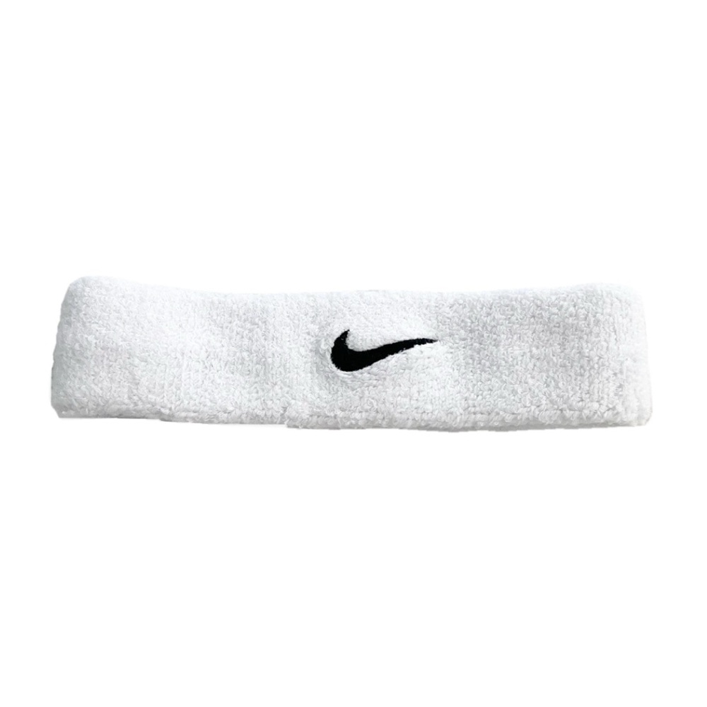 Nike Headband White Terry Cloth Sweatband Swoosh Logo Sports Gym Running Tennis